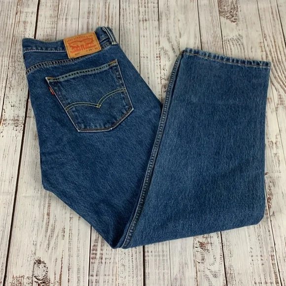 Levis "505" boot cut blue jeans sz 35 x 30 - Picture 13 of 15